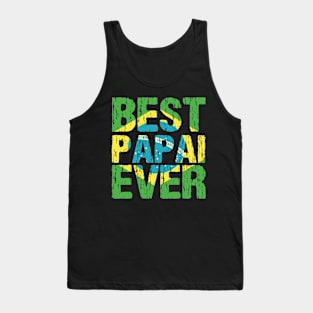 Best Papai Ever Brazilian Dad Father Brasil Flag Distressed Tank Top